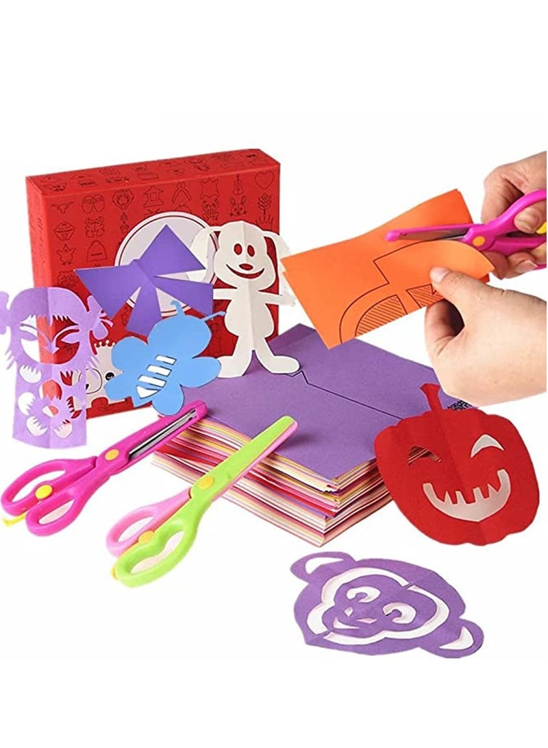 مجموعة قطع ورق للأطفال 240 قطعة من ألعاب ورقية مع زوج من المقصات الآمنة، لعبة تعليمية للأطفال تصلح كفكرة لهدية (لون عشوائي) - Image 1